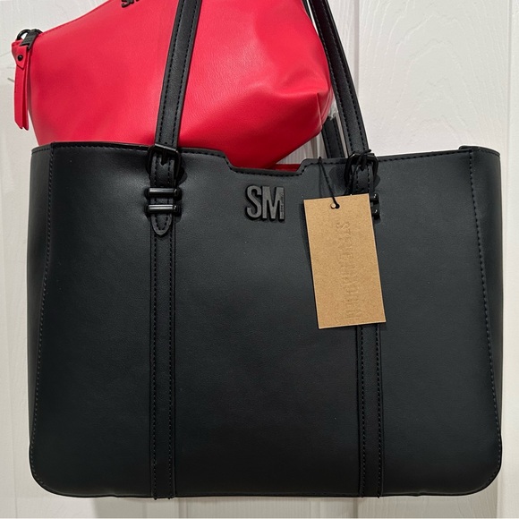 New! Steve Madden Women's Black Bdusk Tote &  Mini Crossbody Bag - Picture 3 of 15